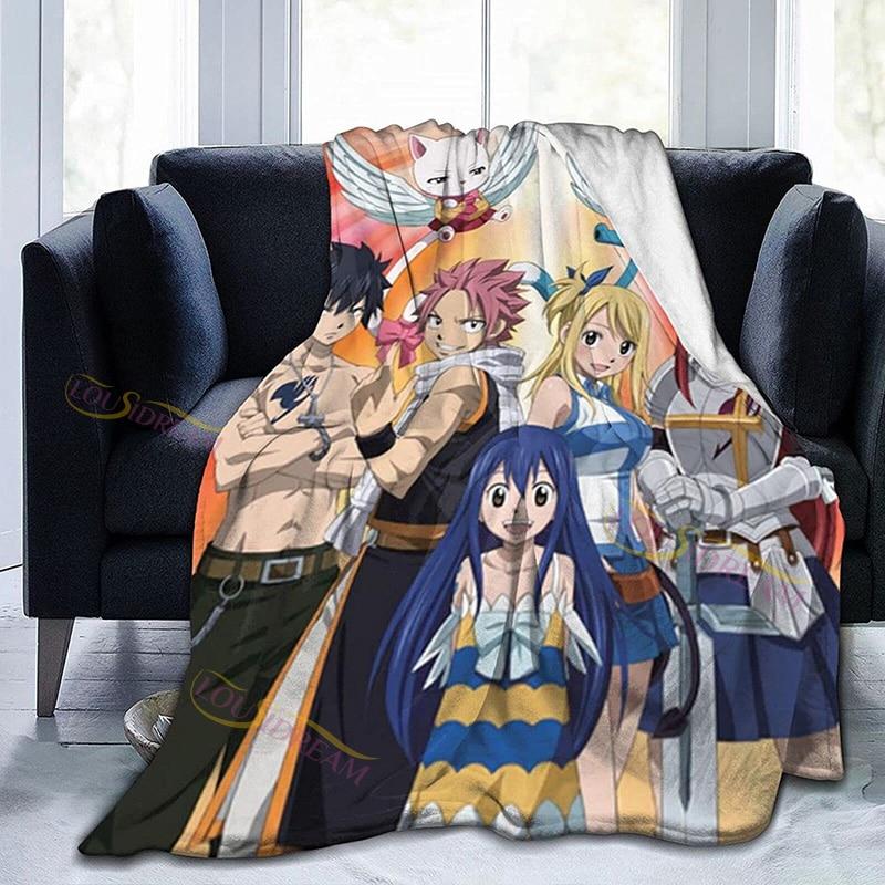 

Домашня флісова ковдра Fairy Tail Коралові плюшеві дорожні ковдри Покривала Покривало для дивана Декор спальні для дивана Ковдра для гуртожитку 150x200cm