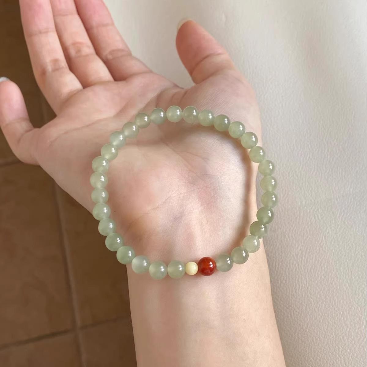 Минималистичный браслет в китайском стиле, ширина 6 мм, осень-зима 2026, для женщин — уникальный дизайн, браслет дружбы с камнем Хэтянь. зелёный