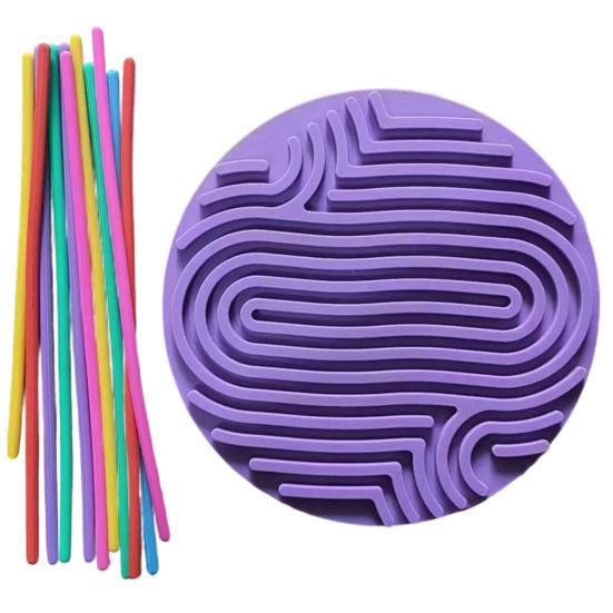 Round Silicone Sensory Activity Board Double Sided Stress Relief Sensory Board with Strings Boys Girls Silent Fidget Toy Party Favors