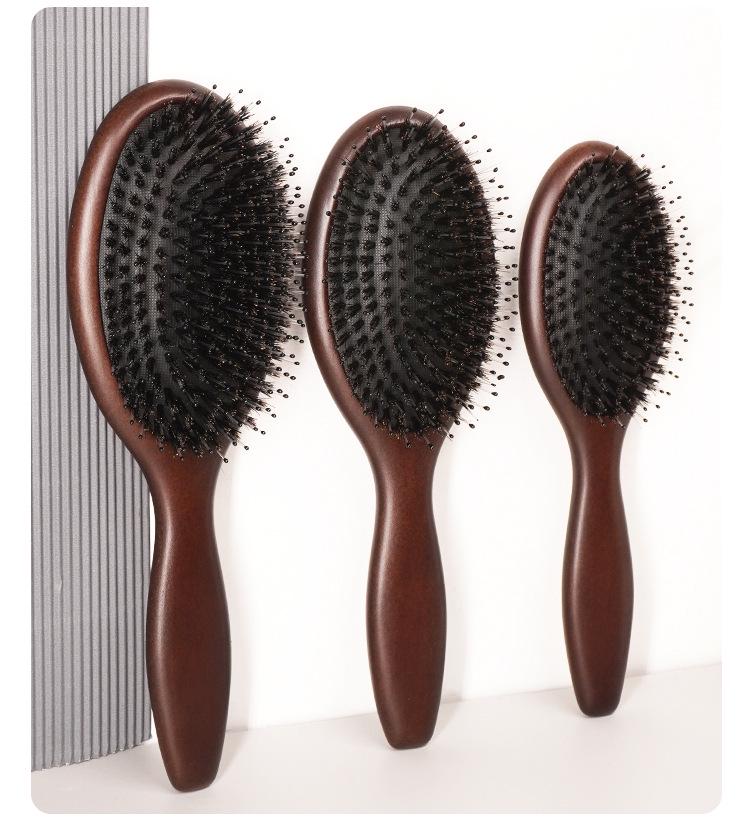 Beech Wood Air Cushion Comb with Pig Bristle for Hair Styling and Scalp Massage