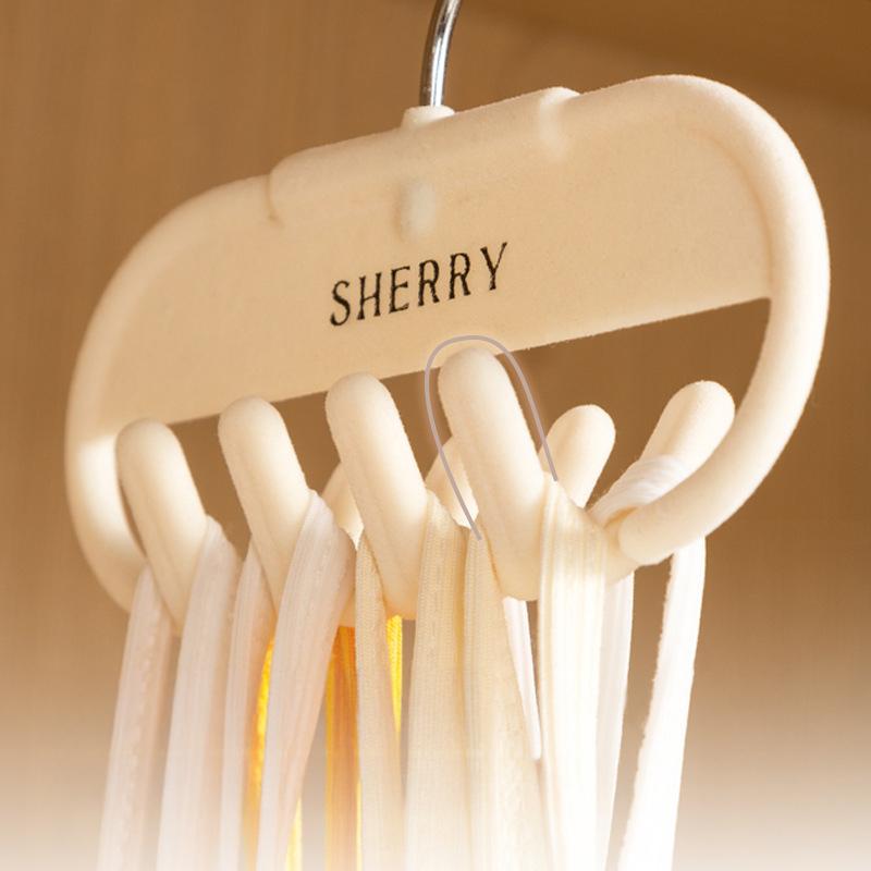 Women Camisole Hanger Wardrobe Organizer Downy Traceless Clothes Hanger Spaghetti Straps Storage Hook Rotatable Belt Bag Holder
