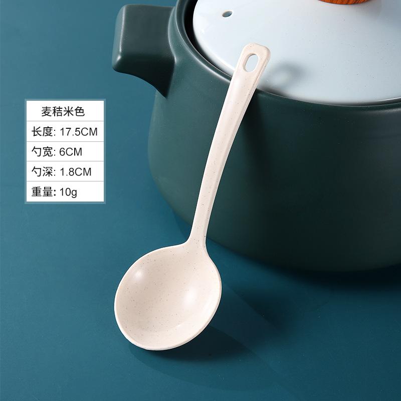 Disposable Thickened Soup Spoon Plastic Large Spoon Home Porridge Long Handle White Spoon  Pot Spoon Takeaway Large Spoon Beige
