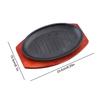 Bbq Grilled Plate Round Gousehold Baking Raosting Pan Wooden Tray Kitchen Pan Korean Cast Iron Barbecue Pot Fried Striped Steak