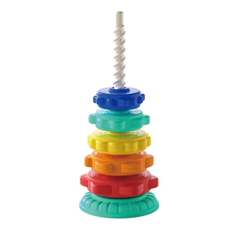 Colorful Baby Stacking Rings - Rainbow Spinner Tower Educational Toy for Infants and Toddlers