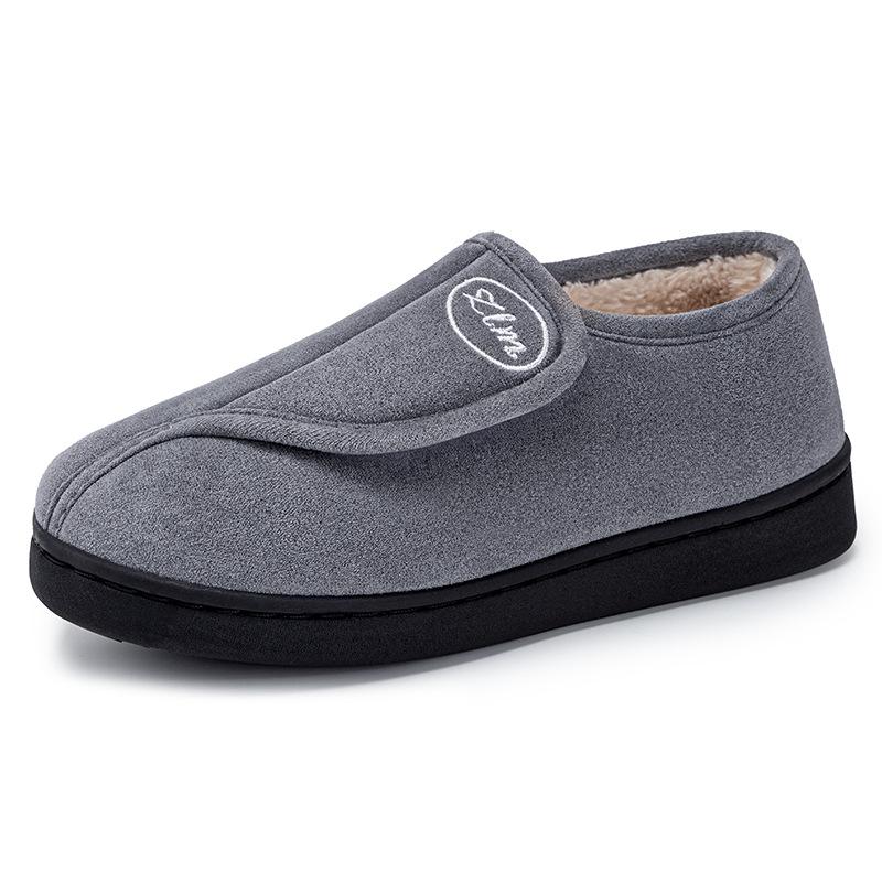 Verdickte Samtpelz Winter Hausschuhe für Damen mit Klettverschluss 36-37 gray