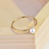 18k Gold Plated Mini Pearl Ring for Women Elegant Engagement Wedding Band Stackable Pinky Ring