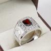 Garnet Emerald Cut Gemstone With 925 Sterling Silver Ring For Men's #B753 JL375692863815