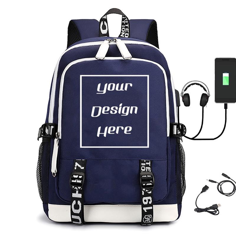 Fashion with USB Charging Port Backpack Customized Printing  Cute Primary School And Middle School  Youth Shoulder Bag