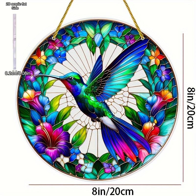2D Flat Acrylic Elegant Hummingbird Stained Suncatcher - Animal Themed Decorative Hanging for Home & Garden,Housewarming Celebration Gift, Home Decor