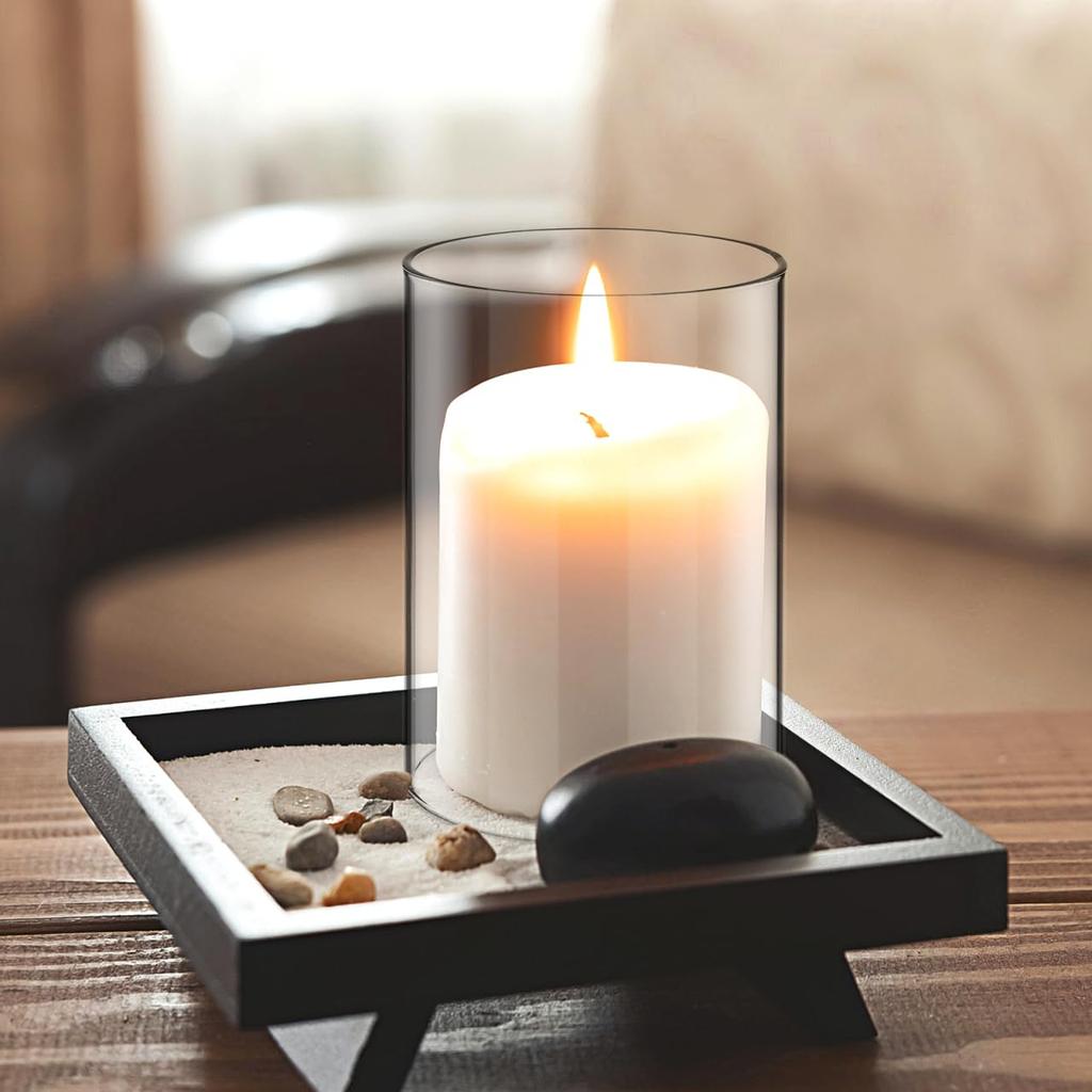 MAGICLULU Set of 2 Clear Glass Candle Covers, Cylinder Shape, Heat-Resistant Glass, for Candle Holders, Windproof Desktop Decor, 4x2.8 Inches