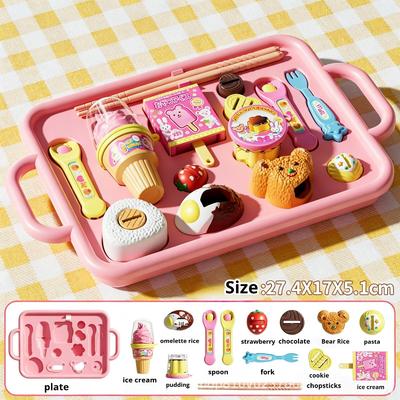 Set Giocattolo per Cibo - Giocattolo per Cibo Budino Giapponese per Educazione Precoce, Budino alla Fragola Gelatinoso, Cibo Finto per Gioco per Bambini