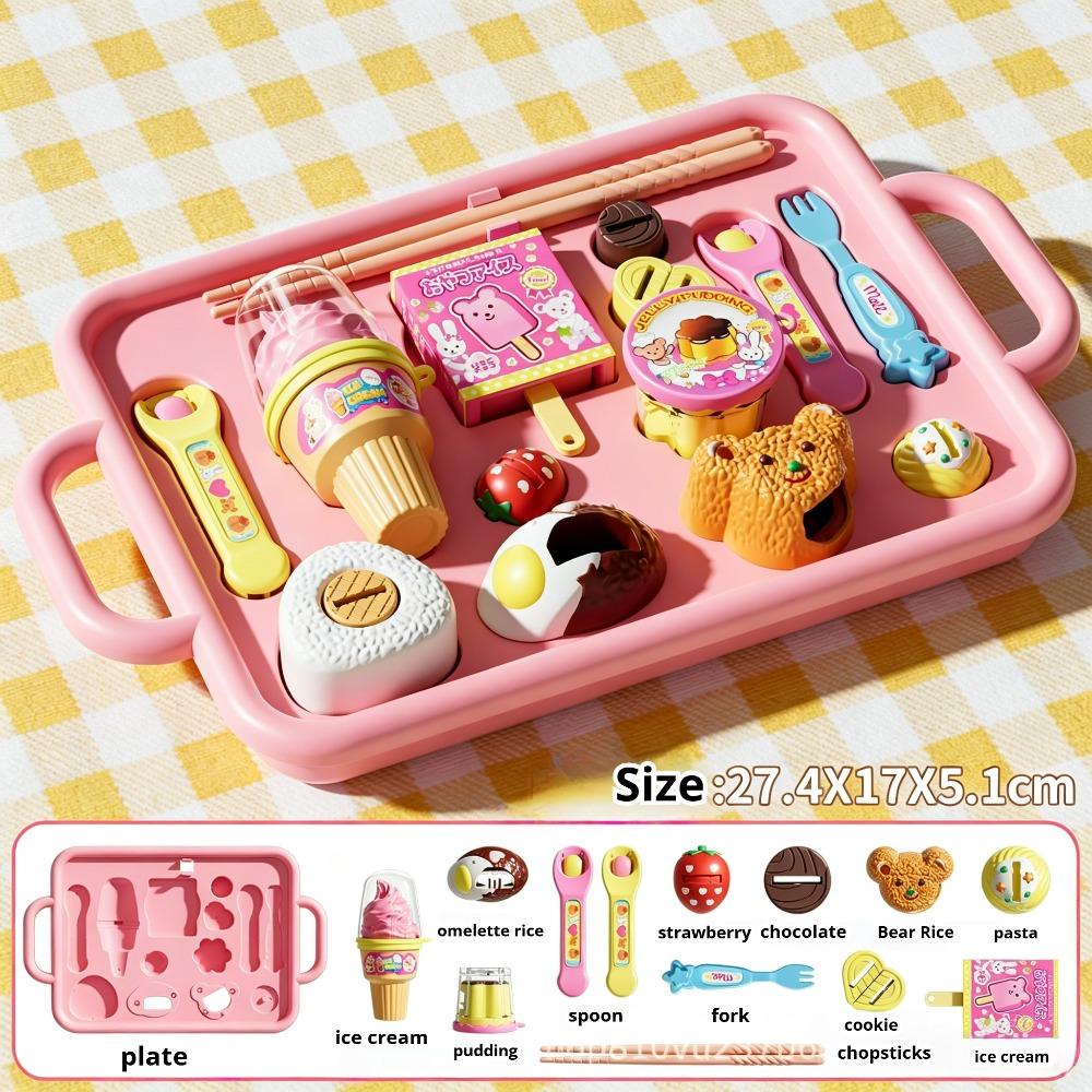 Bai Fen Bai Toys Pink Food Feeding Toy Set - Early Education Japanese Pudding Feeding Toy Jelly Strawberry Pudding Pretend Play Food For Children