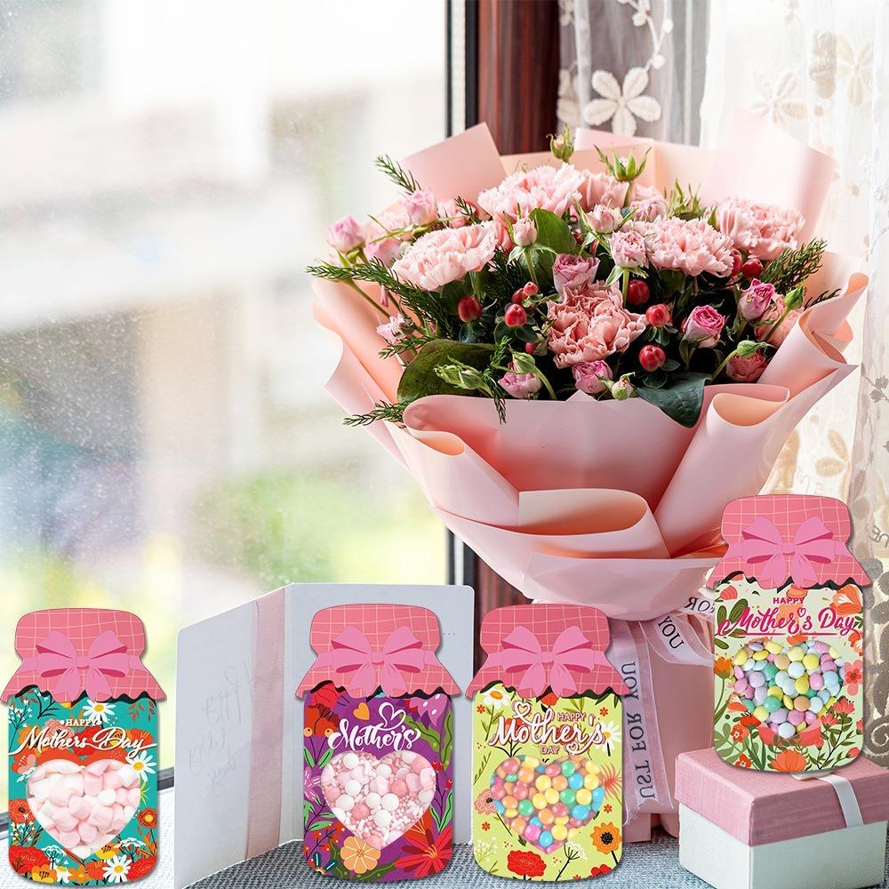 18pcs Flowers Mother's Day Cards Bag Romantic Gift Packaging Bag  For Mother's Day Party Favors