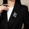 Artistic Branch Brooch Forget-Me-Not Flower Brooch Floral with Faux Pearl & Rhinestone Decorative Accessory Enamel for Women Suits Coats Dresses