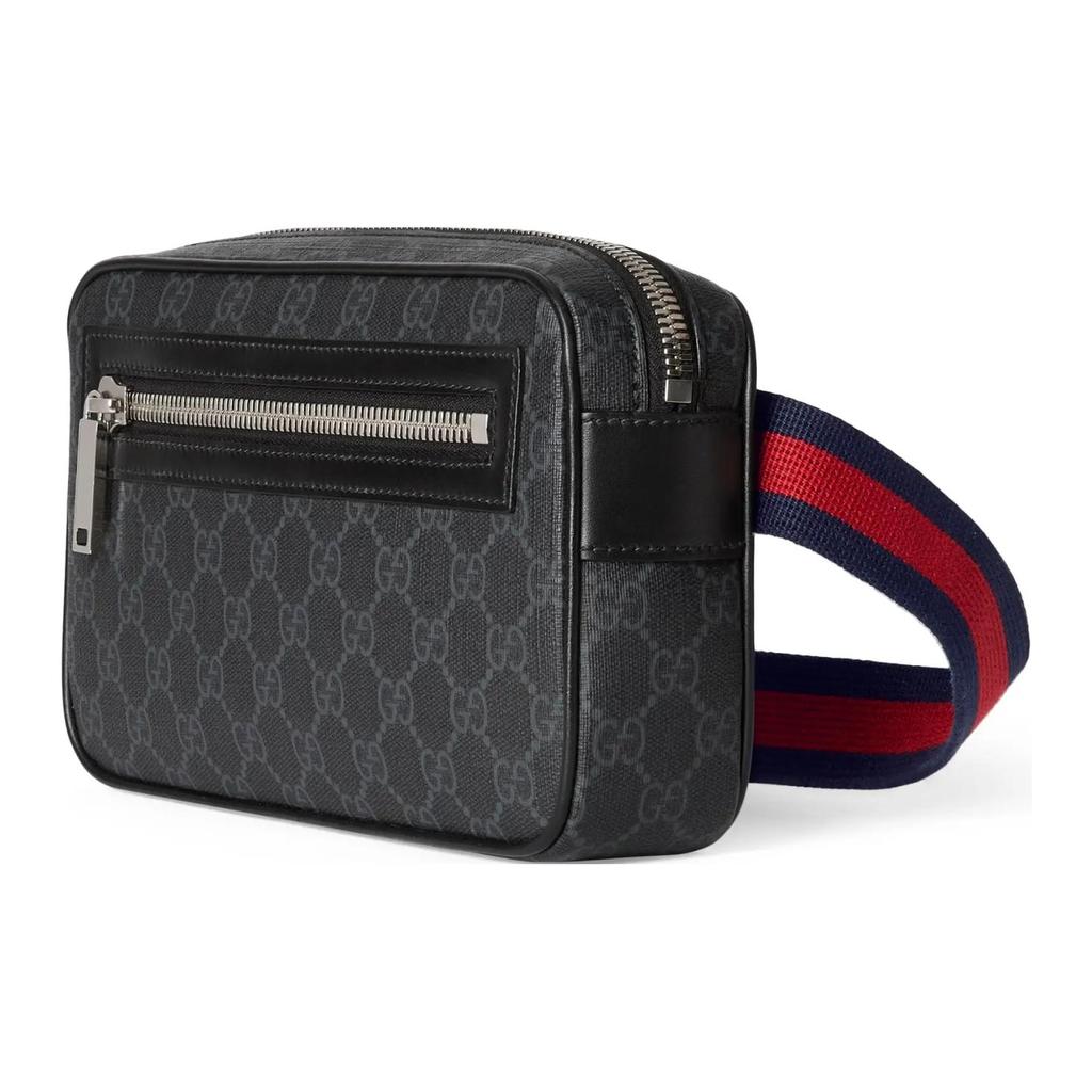 Gucci Adjustable Strap Zipper Closure Canvas And Leather Waist Bag Men Waist Bag Black 792094-FADJM-1043