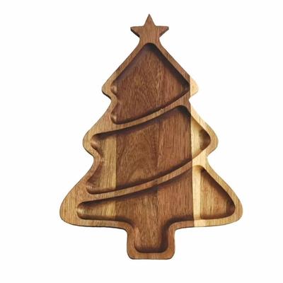 Festliches Holztablett Weihnachtsbaum-Design Feiertags-Dessertplatte Obstschale Küchen Dekoration für Familientreffen