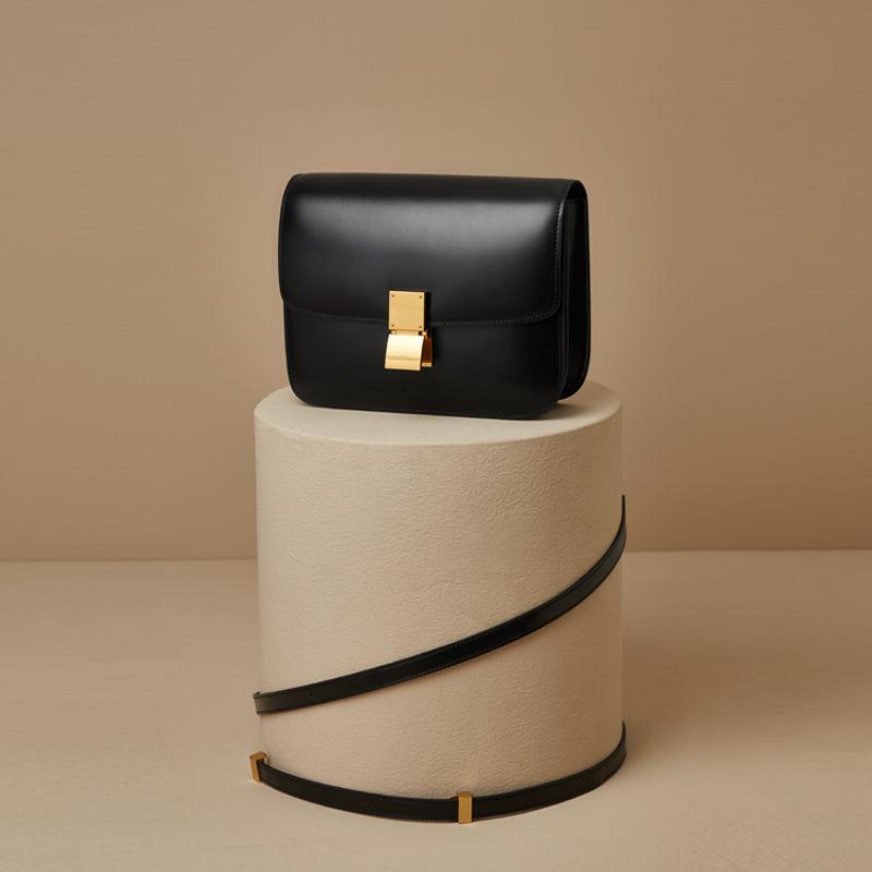 Bolsa feminina nova de couro legítimo, bolsa tiracolo de ombro único, bolsa tofu, pequena bolsa quadrada, moderna e minimalista com grande capacidade