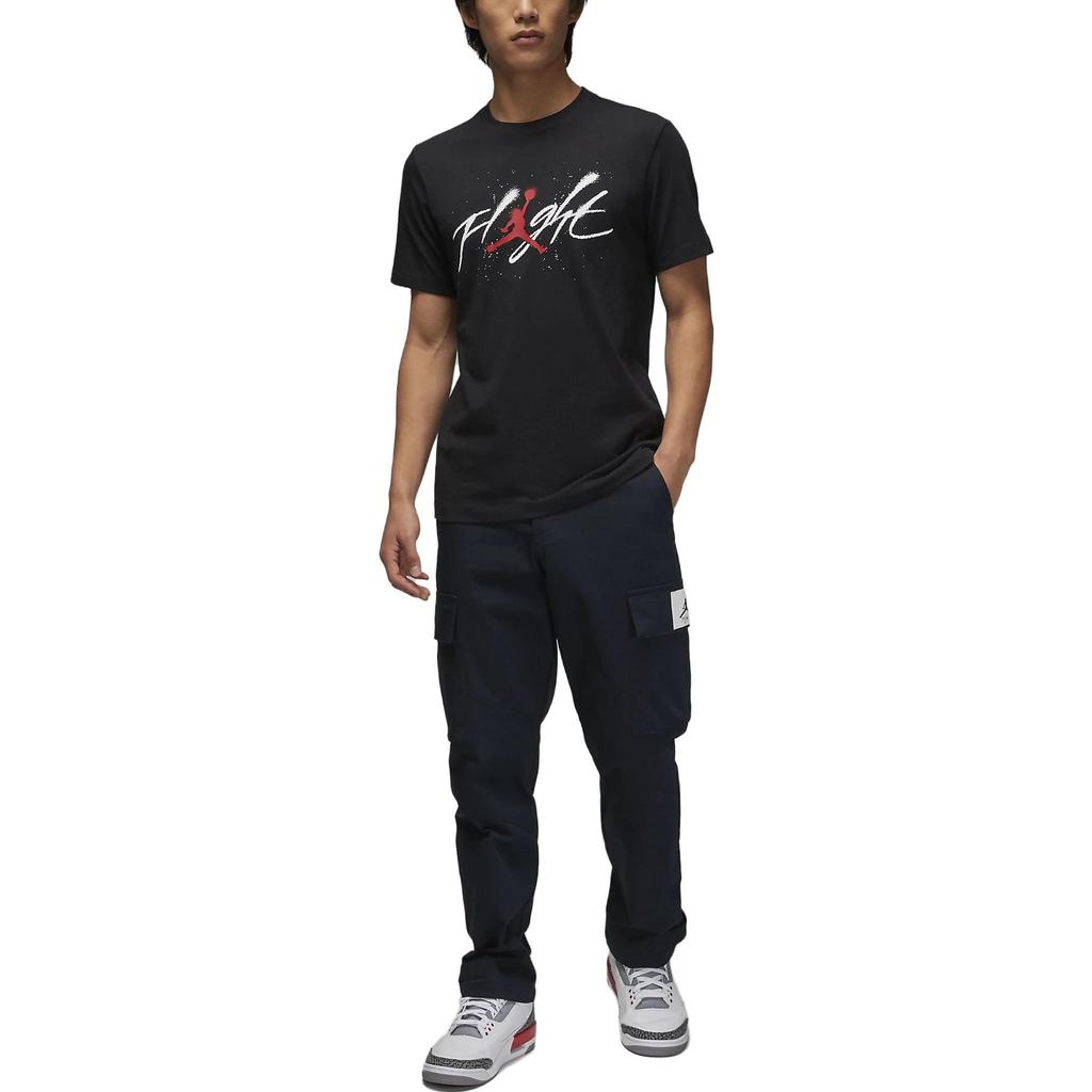 Jordan Letter Print Crew Neck Short Sleeve T-Shirt Men Tops Black FB7466-010