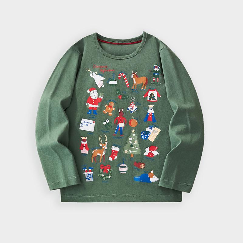 European & American Kids Autumn/Winter Christmas Long-Sleeve Cartoon T-Shirt Pullover 6Y (120cm)