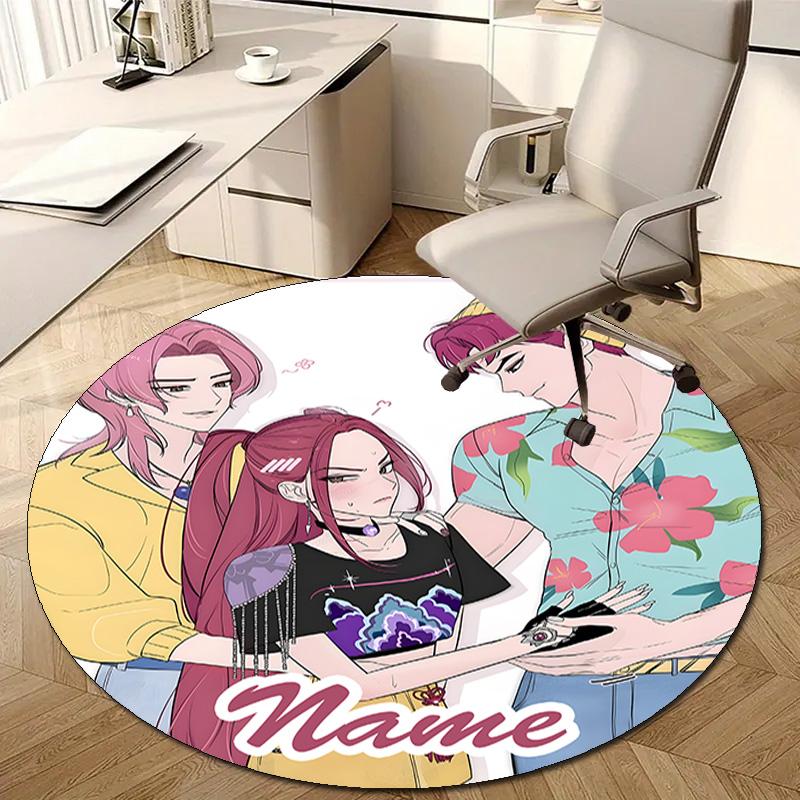 Personalized K-KPop Demon Hunters Round Chair Office Rug - Perfect for Mat, Office Chair & More - Ideal Gift for Birthdays and Holidays