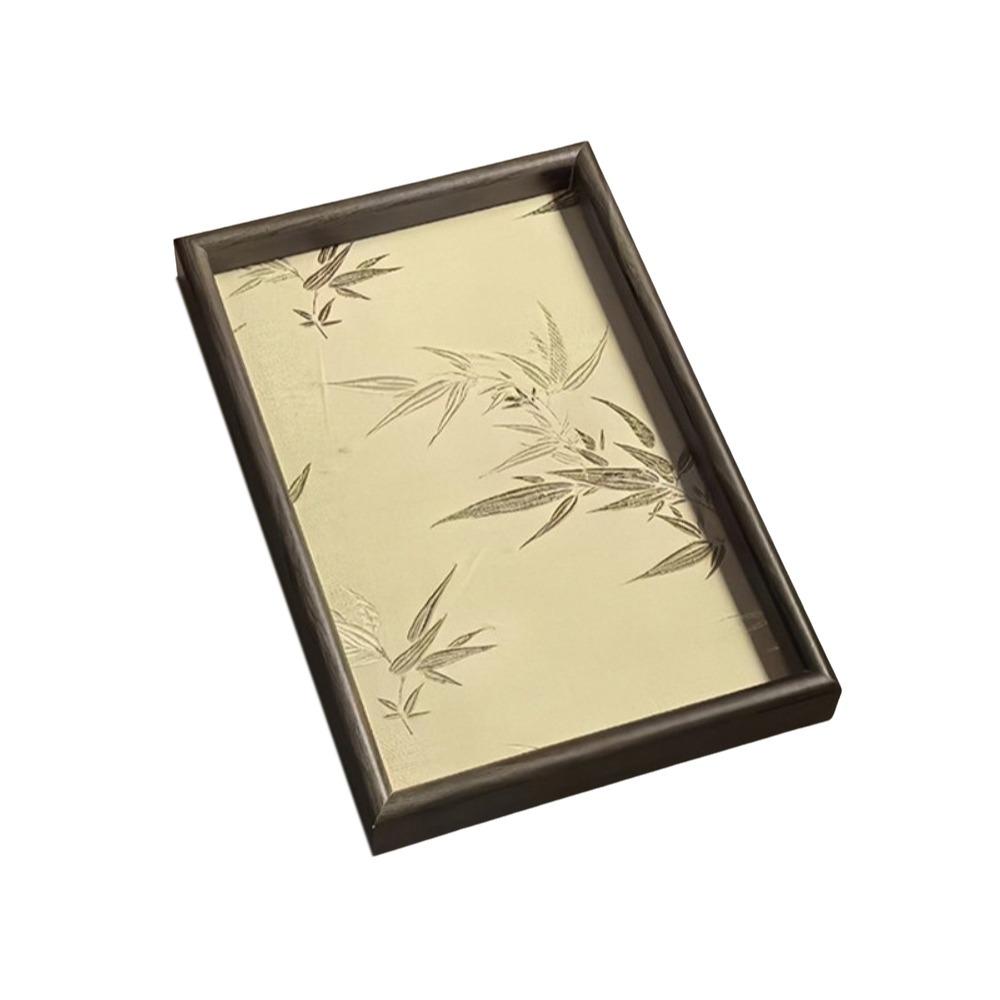 Large Capacity Bamboo Leaf Serving Tray Chinese Style Rectangular Storage Tray  Living Room