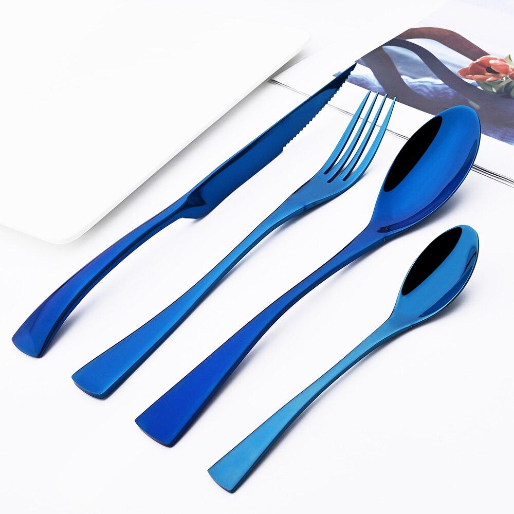 24pcs Shiny Gold Dinnerware Set Upscale 304 Stainless Steel Cutlery Set Steak Knife Fork Spoon Flatware Party Kitchen Tableware