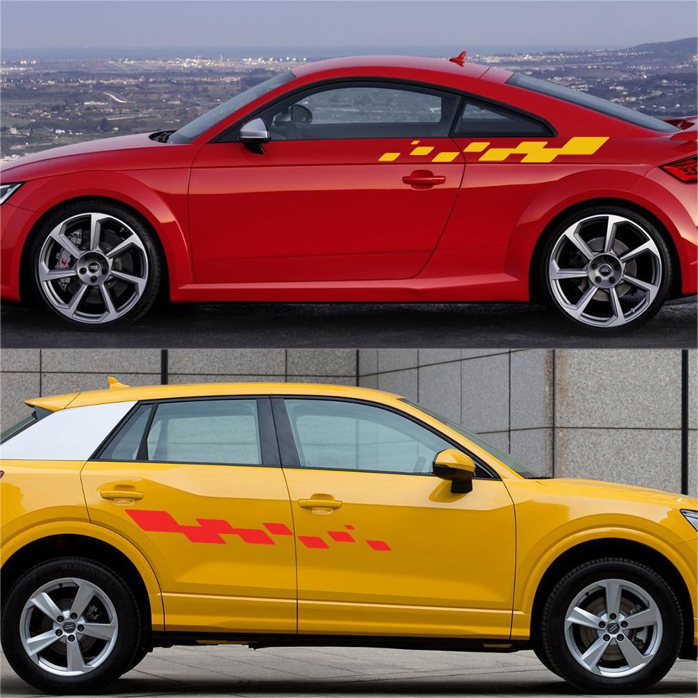 Universal Car Door Side Lattice Graphics Stickers Vinyl Film Decor Decals Auto External Tuning Accessories Fit For All Models