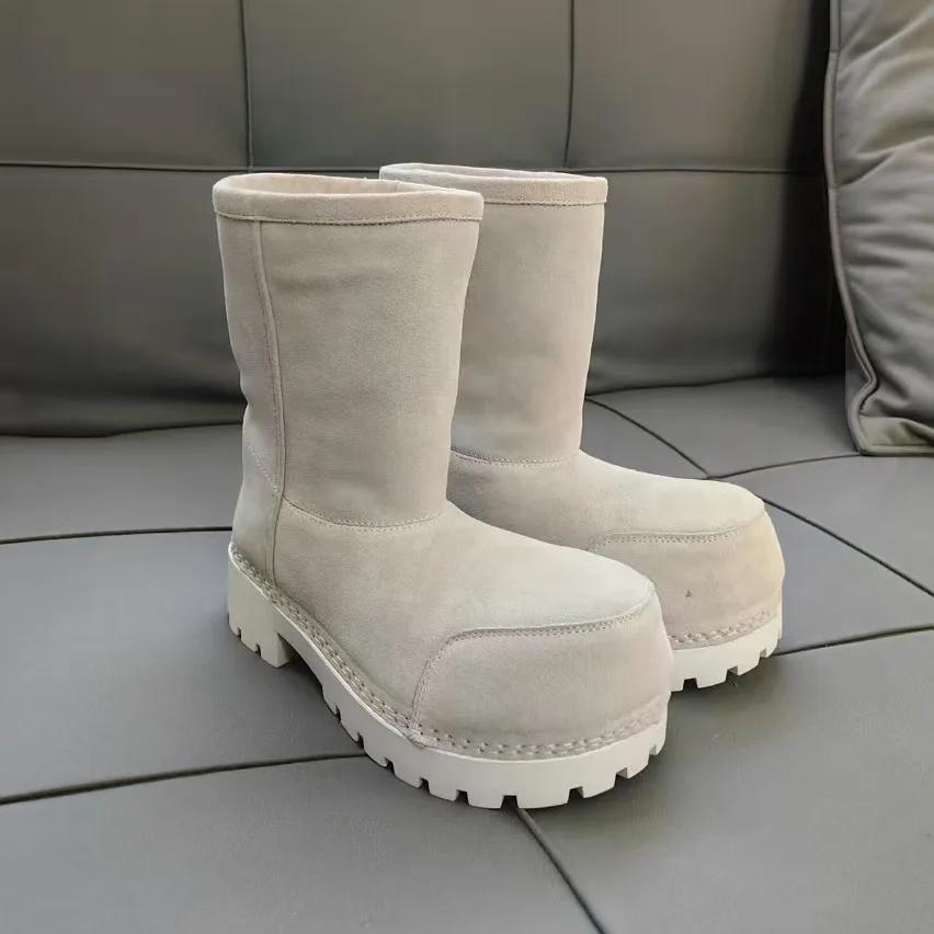 

Модные новые зимние ботинки на толстой подошве для женщин с большой головкой, удобные зимние ботинки для женщин, толстые теплые хлопковые туфли для женщин 2024 40 грязно-белый