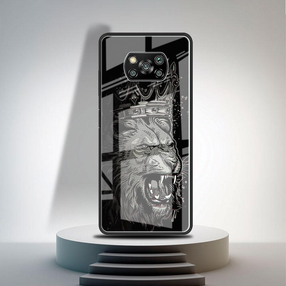 Glass Case For Xiaomi Poco X3 NFC 11 Lite 11T F3 M3 For Redmi Note 11 10 9 8 Pro 10S 9S 9A 9C Phone Cover Lion Wolf