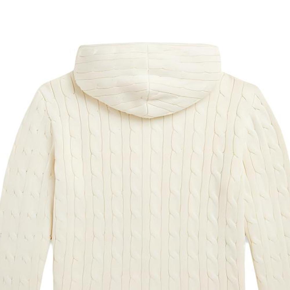 Polo Ralph Lauren Sweater FW24 Solid Color Logo Embroidered Hooded Long Sleeve Kids Sweater Cream CWPOSWEY6820521-101