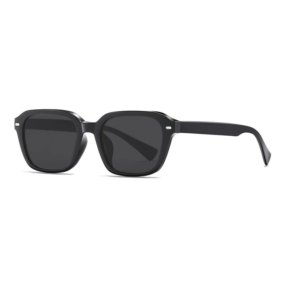 Retro Geometric Square Sunglasses With Uv400 Lens For Travel And Fashion Enthusiasts BlackFrameGrayLens