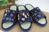folding sandals with a Japanese Indigo-dyed Japanese-made pattern, "Friendly Medaka" (Large)