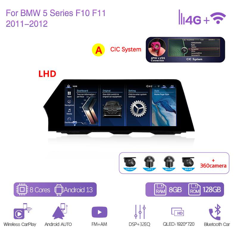 12.3" Car Multimedia Player For BMW 5 Series F10 F11 2011-2017 GPS Navigation Radio Original CIC NBT System CarPlay 4G 360Camera