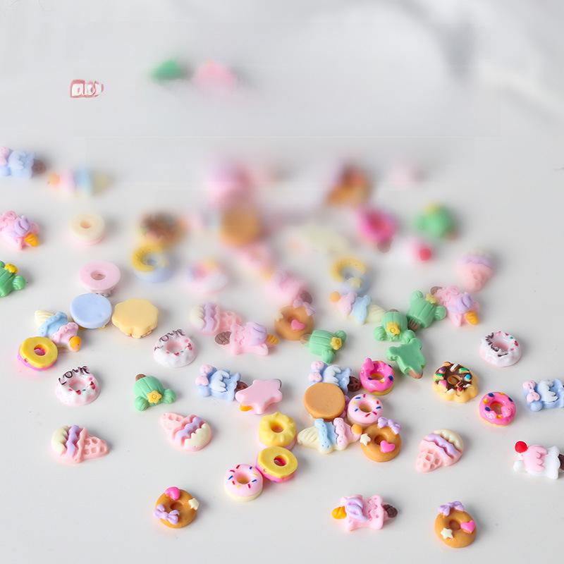 Nail Art 3D Cartoon Jewelry Resin Donut & Ice Cream Accessories - 30 Pieces