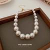 Retro design sense gradual change size pearl necklace baroque fashion simple collarbone chain versatile temperament necklace women