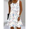 Dámské oblečení velikosti 3XL Plus Size, Street fashion mini šaty s 3D potiskem, Letní bez rukávů, Kulatý výstřih, Volné, Ležérní dámské šaty