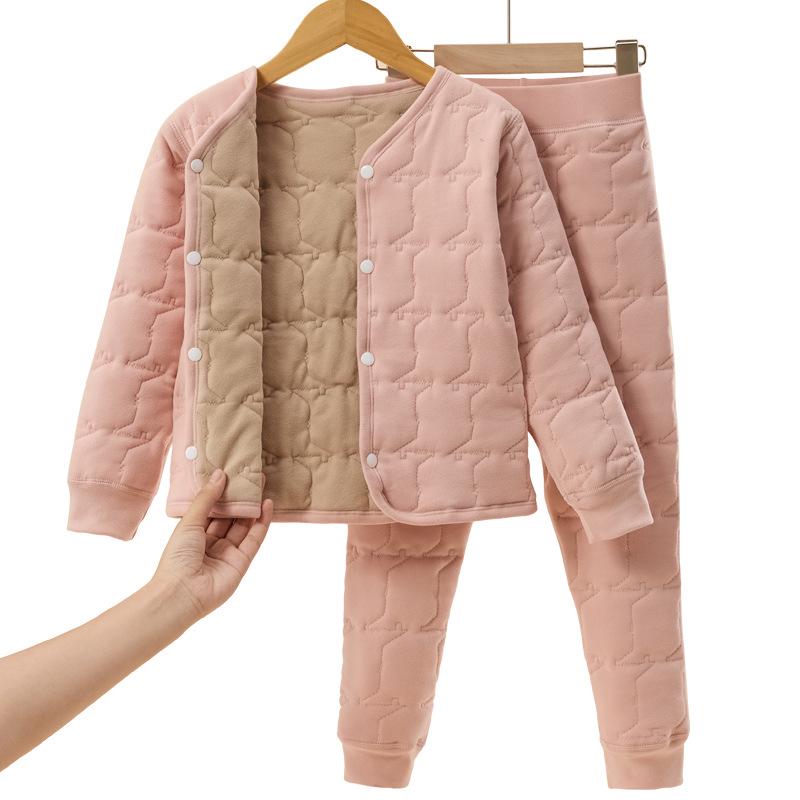 Winter Kids' Fleece-lined Cotton Jacket & Pants Set - Warm School Uniform for Boys & Girls