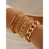 Set Minimalist Hollow Metal Chain Geometric Punk Style Chunky Chain Bracelets, Versatile Jewelry Gift Suitable for Daily Wear