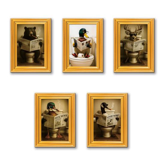 1/5/6Pcs Drinking Animal Cat Refrigerator Magnet Vintage Wooden Frame Animal Fridge Magnet Home Kitchen Office Decoration Animal Lover Gift