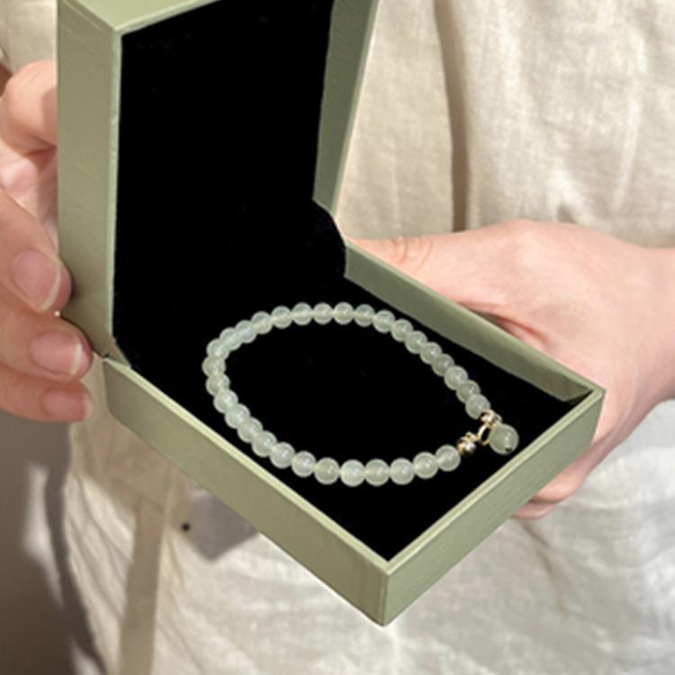 Factory Director s Recommendation Natural Hetian Jade Bead Bracelet for Women, Green and White Jade Bracelet, Gift for Best Friend Hetian Jade