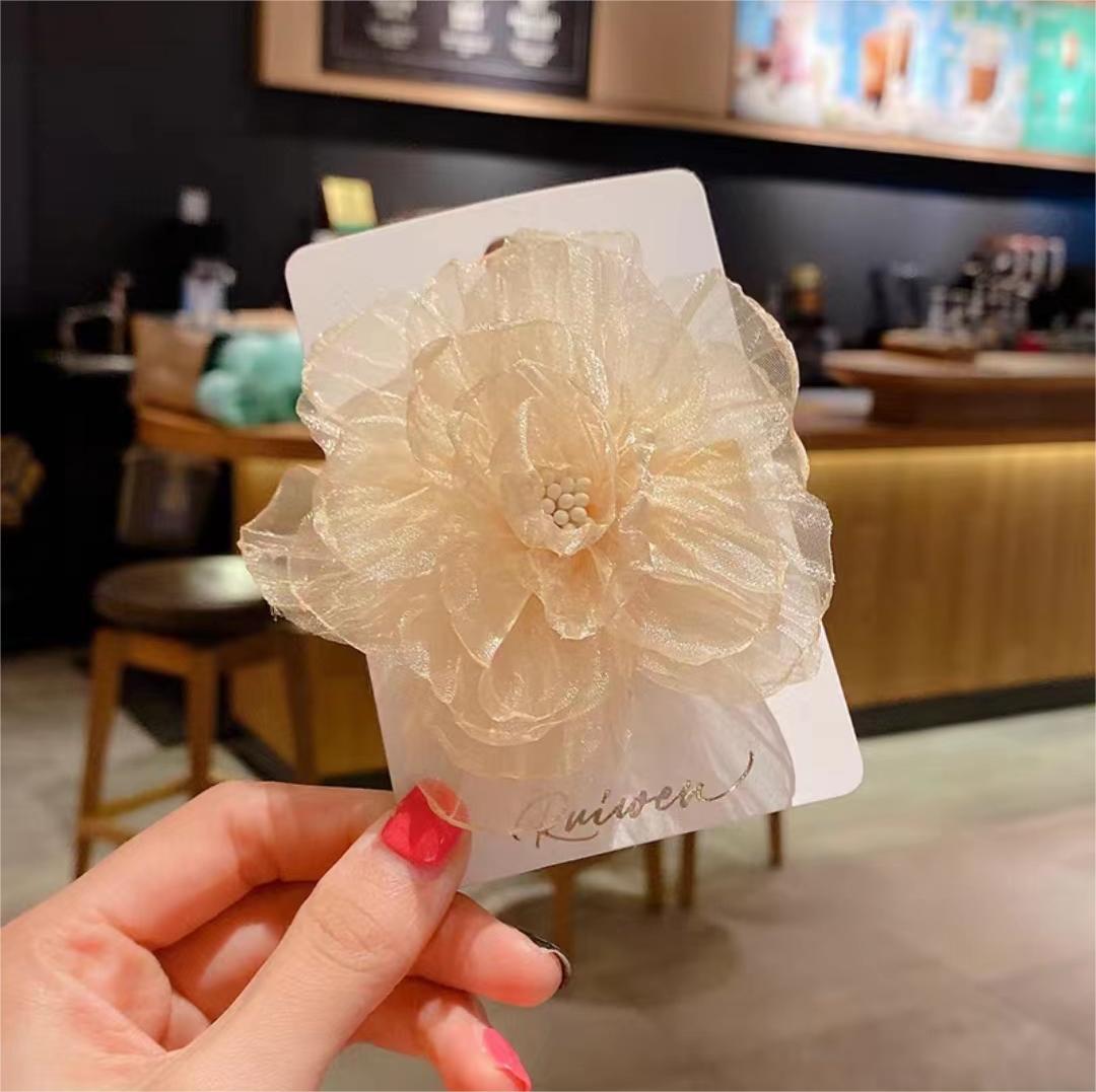 

Новая милая сетчатая заколка для волос с цветком для женщин и девочек, боковая секция, заколка для челки, фотоаксессуары для волос для морского отдыха