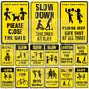Child Safety Metal Sign Kids Plaque Drive Slowly No Unsupervised Children Swimming Pool Caution Children At Play