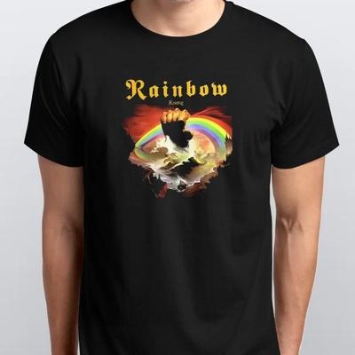 Rainbow Retro Rock Unisex 100% Cotton T-shirt Mens Tees Top S M L XL XXL 3 4 XL Colours Black