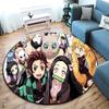 Classic Japanese-style Cartoon Demon Slayer Round Rug, Home Soft Decorative Anti-slip Yoga Mat and Chair Mat, Outdoor Floor Mat Carpet K23