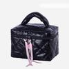Glossy Waterproof Large Capacity Travel Storage Bag, Diamond Quilted Handheld Makeup Bag, Divided Waterproof Travel Wash Bag