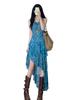 Retro Floral Spaghetti Strap A-Line Dress - Women's Summer Irregular Slimming Waist-Cinching Skirt