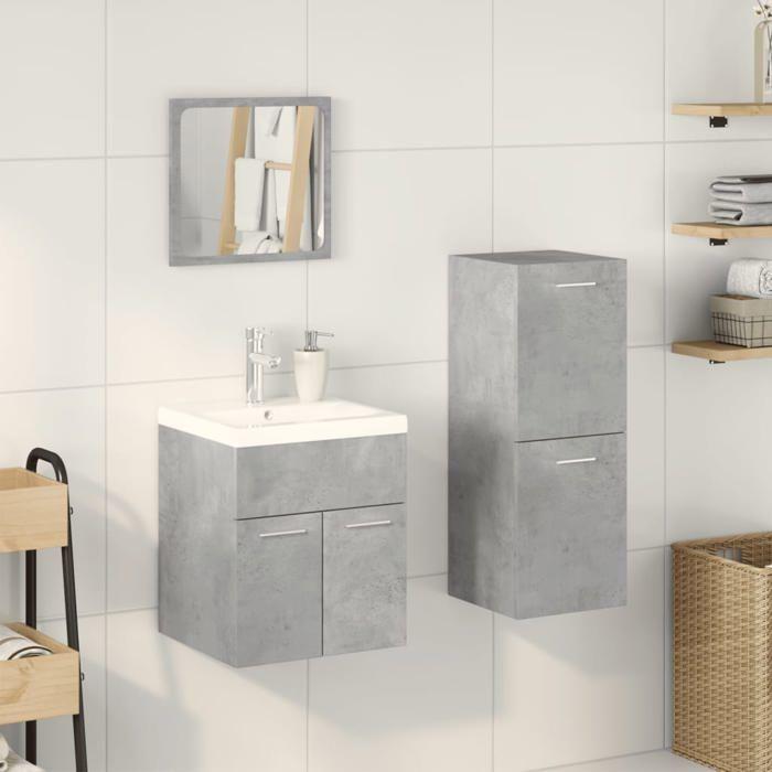 VidaXL Ensemble de meubles de salle de bain 3 pcs gris béton 3324870