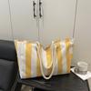 Canvas Women's Bag Large Capacity Shoulder Bag Striped Tote Bag 56*14*34cm