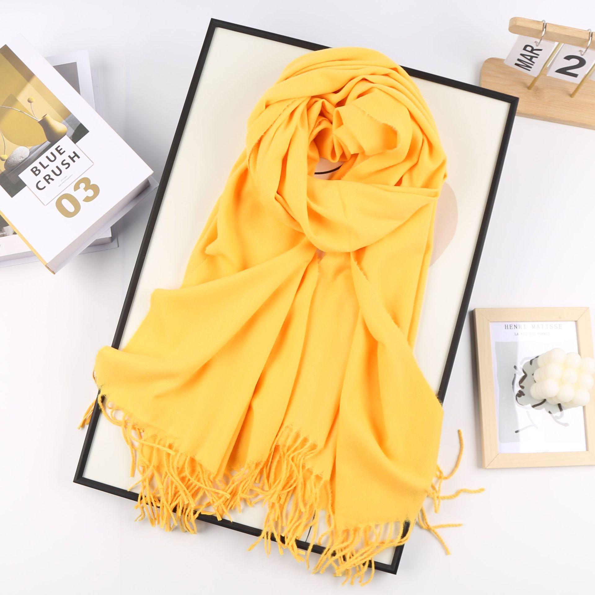 

Жіночий однотонний м’який шарф з бахромою, зимовий теплий зручний шарф із штучної пашміни та шаль для жінки, різдвяний червоний модний шарф one size