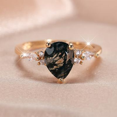 Elegant Water Drop Cubic Zircon Ring Luxury Gold Color Wedding Rings for Women Engagement Jewelry Gifts